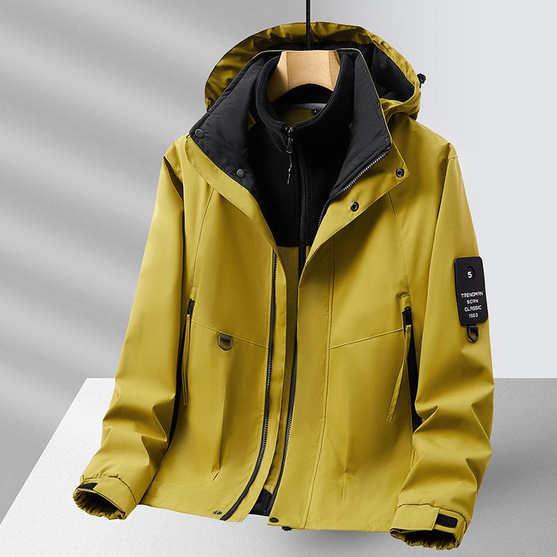 

Men s Windproof Hooded Softshell Jacket with Removable Fleece Liner - Plus Size, Waterproof, for Spring, Autumn, Winter. S