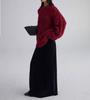 Women's Red Cable Knit Wool Sweater - Heavy Workmanship, 100% Pure Wool, Autumn/Winter, Marled Yarn, Loose Fit, Thickened for Warmth