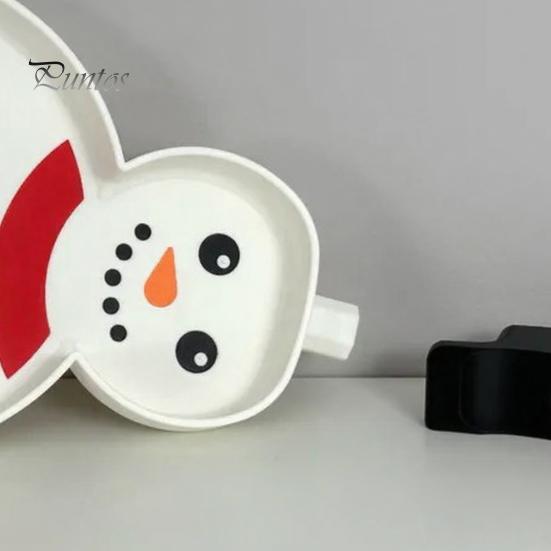 Christmas Snowman Serving Tray Tray, Holiday Party Decorative 3D Storage Printed Platter Dish for Snacks, Candies, Goodies, Jewelry Partitioned Candy