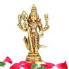Mini Lord Murunga Brass Statue, Karthikeyan Idol, Religious, Brass, Gold - 8 Cm