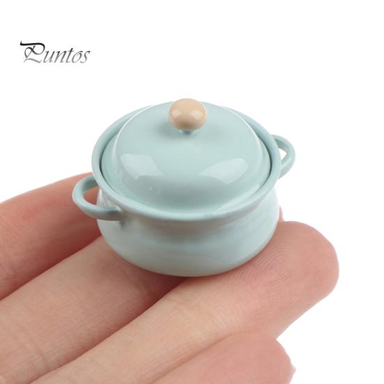 1/8 1/12  Dollhouse Miniature Candy Color Kitchen Soup Pot Model Sauce Pan Toys