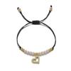 Fashion Heart Leaf Charm Bracelet Women Adjustable Imitation Pearls Braided Macrame Beads Bracelet For Women Jewelry Gift