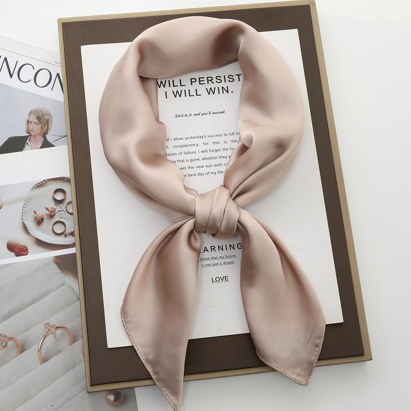70cm Solid Color Small Square Scarf Women Trendy Versatile Neck Scarf Match Blazer Shirts Decorative Bandana