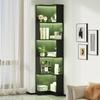 63.5 x 45 x 175cm Corner Bookshelf, Multifunctional, L-Shaped, LED Color-Changing Light Strip, App Control, Five-Tier Storage, Black