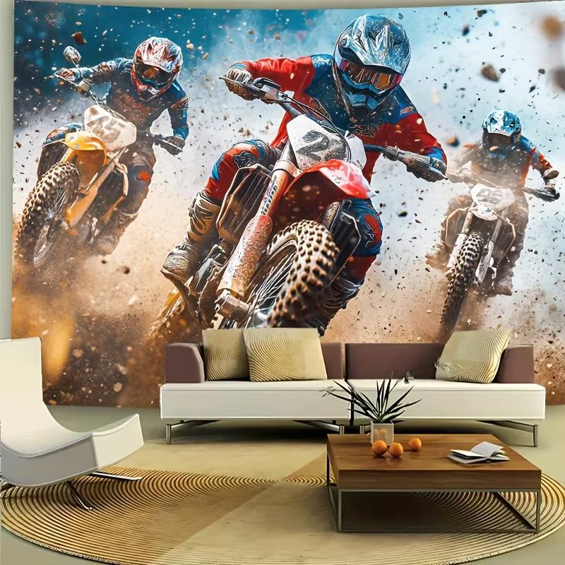 Arazzo Corsa Motocross 2D, Sfondo Pilota Motocross Estremo