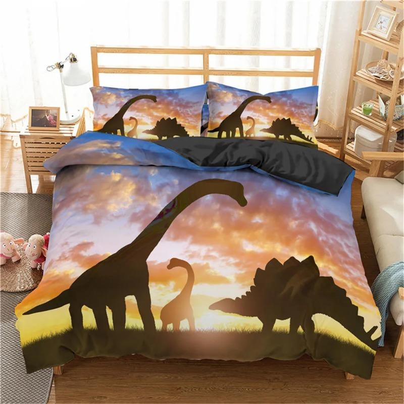 Kids Bedding Set Dinosaur Bedroom Set Duvet Cover Pillowcase Teen Girl Bedroom Comforter Set Twin Size Cute Bed Set Dropshipping