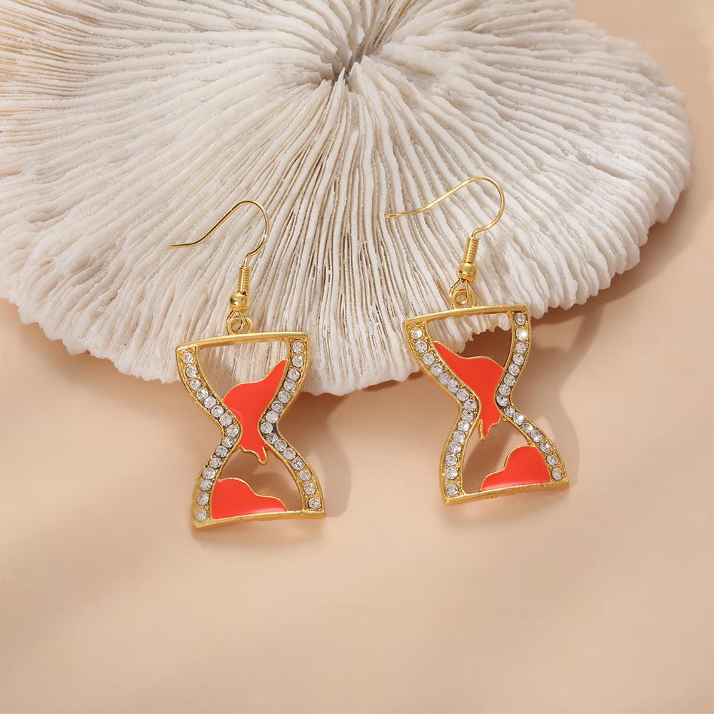 Earrings, Personalized Point Drill Drip Oil Hollow Hourglass Shape Earrings, Earrings.
