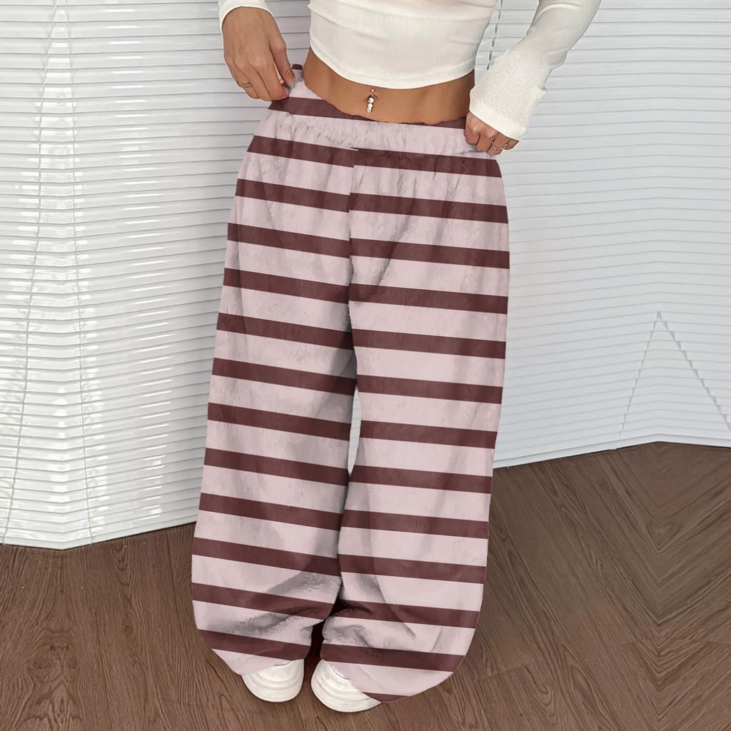 Women's Casual And Fashionable Printed Elastic Waist Loose Wide Leg Pants