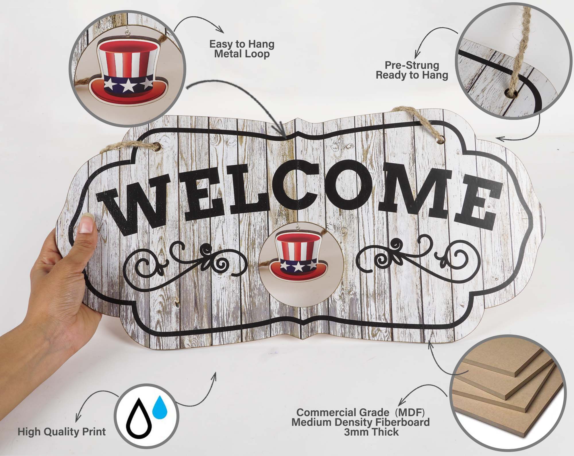 

Inkdotpot Welcome Sign Front Door Decorations Hanging Rustic Wood Seasonal Holiday Ornaments Housewarming GiftWall Hanging 17.5 Inches світло-сірий колір