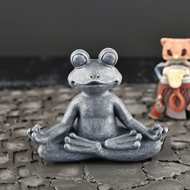 Frosch Gartendekoration Harz Yoga Zen Buddha Frosch Figur Haus Dekoration Glücksbringer Skulpturen für Terrasse Wohnzimmer Garten Außenbereich