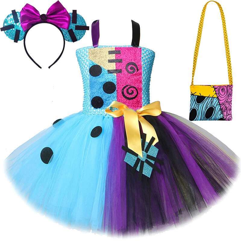 Nightmare Before Christmas Sally Costumes Girls Halloween Scary Fancy Tutu Dresses for Creepy Carnival Party Horror Outfits