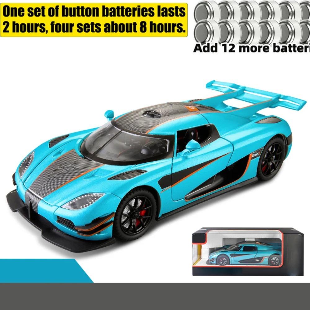 1/24 Koenigsegg ONE 1 Rotor Door Supercar Diecast Alloy Model Car Sound and Light Pull Back Outdoor Collections Ornaments Birthday Gift Boy