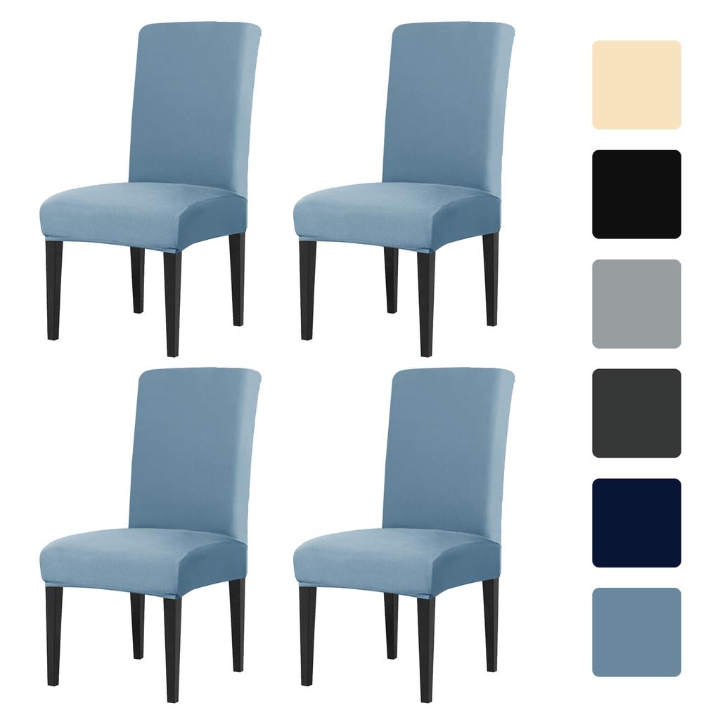 4Pc Set High Stretch Dining Chair Cover Elastic Slipcover Removable Non Slip Seat Protector for Living Room Home Kitchen Wedding