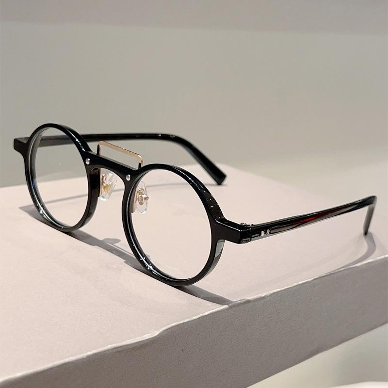 Anti Blue Light Oversize Round Reading Glasses Leopard Frames Retro Wire Eyeglasses Womenmenpunk Prescription Clear Glasses