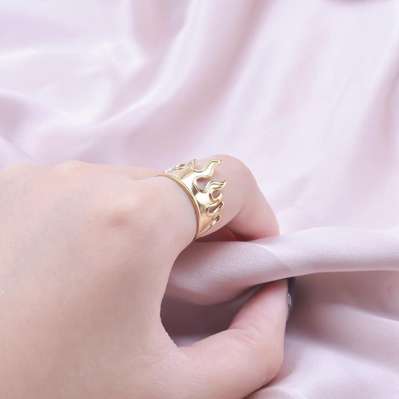 Fire Ring Adjustable Finger Jewelry Stainless Steel Rings For Women Men Accessories Rainbow/Silver/Gold Color Bague Gift