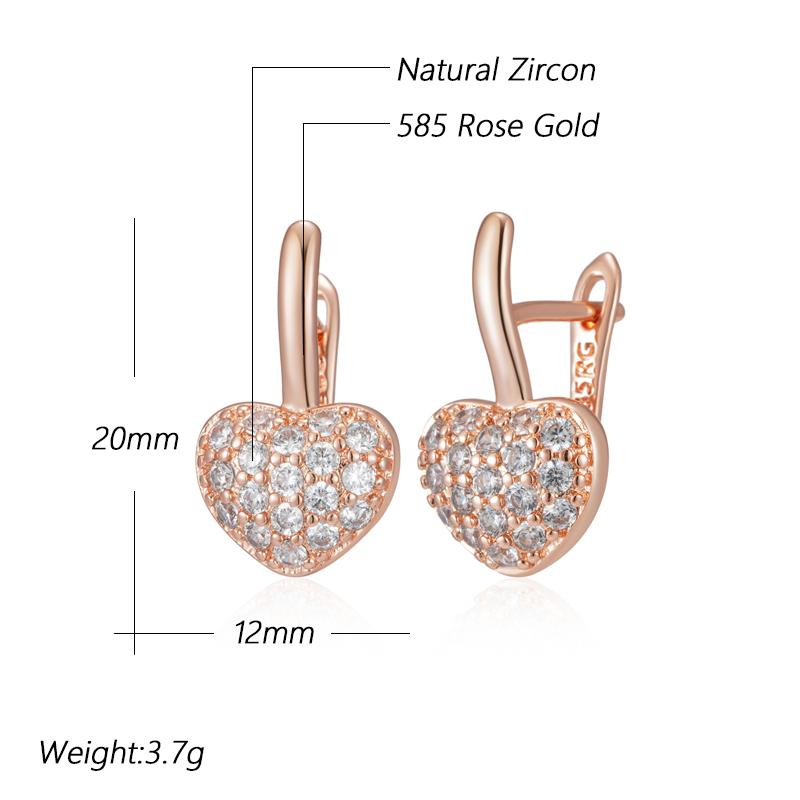 Rose Gold Color Heart English Earrings For Women Full Shiny Natural Zircon Accessories Wedding Valentines Jewelry