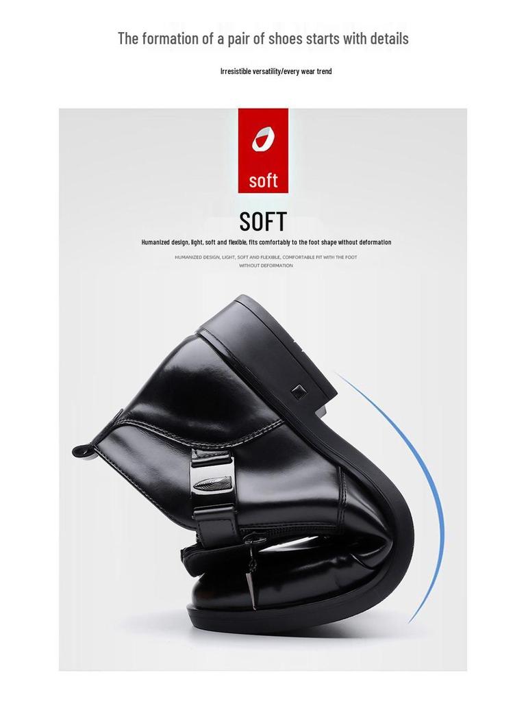 Spring 2025 Men's Soft Sole Leather Slip-On Shoes - Pointed Toe Business Casual Low-Tops