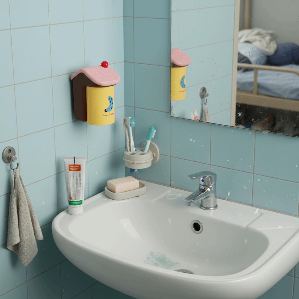 Plastic Toothbrush Cup Holder Magnetic Toothbrush Storage Rack Mouthwash Storage