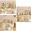 Pillowcase Artistic Flower Stitching Cotton Canvas Pillow Cover Breathable Sofa Bed Accent Piece Pillow Sham