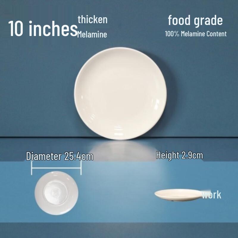 Commercial Melamine 10-Inch Round Dinner Plates - Set of 5
