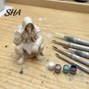 Motorcycle Cabinet Ornament Crouching Hooded Devil God Figurine, Decorative with Skull Mask & Muscle Lines, Hip Unique Desktop Sculpture Hop