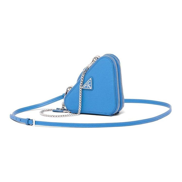 

Prada Enamel Triangle Logo Fabric And Saffiano Leather Mini Tote Shoulder Crossbody Clutch Women Bags Blue 1NR015_053_F0V98 Box(Basic Set+Box)