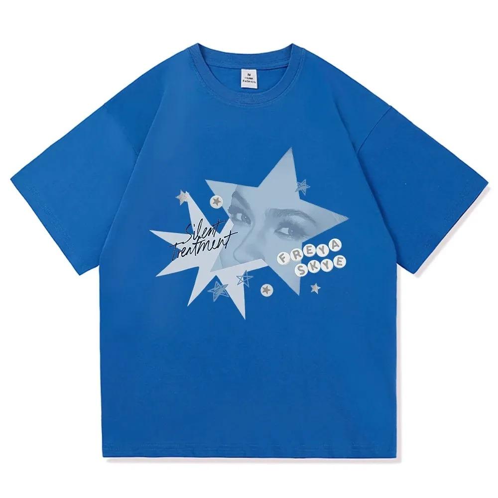 Freya Skye "Silent Treatment" Y2K Stern Grafik Oversized Streetwear Weißes T-Shirt für Modefans