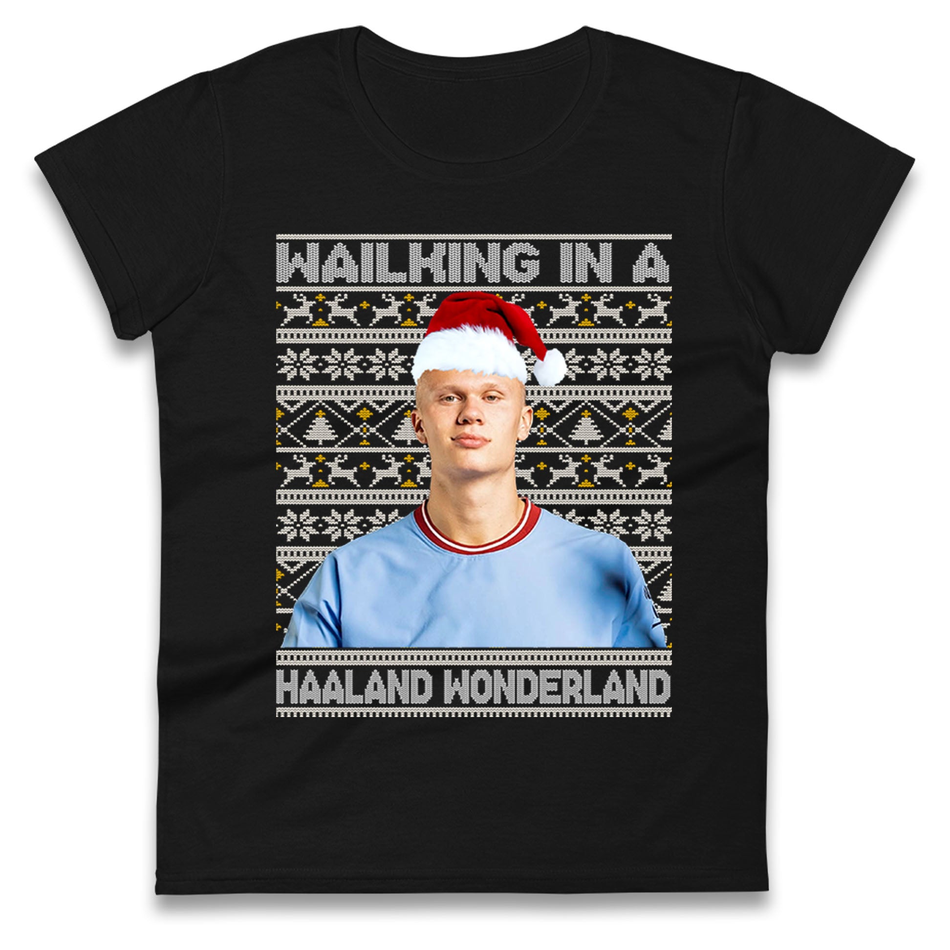 Erling Haaland Christmas Football Womens T Shirt Mens Tops Tees Unisex Manchester City FC Top 2XL