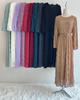 M217#6: Multi-color Muslim Women's Middle Eastern Chiffon Long Dress - New Malaysian Pleated Robe Design