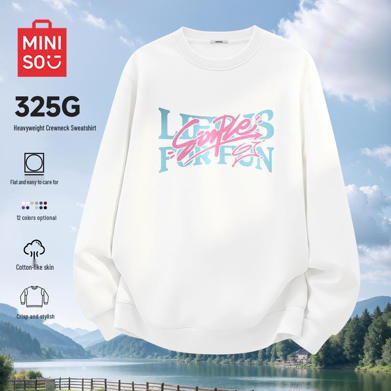 MINISO Men s Heavyweight Graphic Crew Neck Sweatshirt 2XL