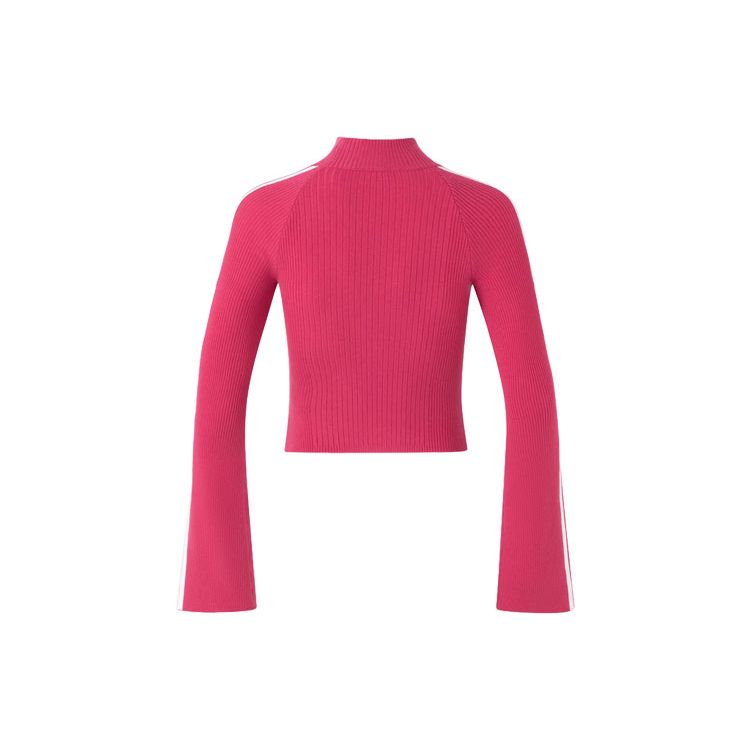 Adidas Originals Premium Knit Turtleneck Sweater With Three-Stripe Design Women Tops Magenta JI7060