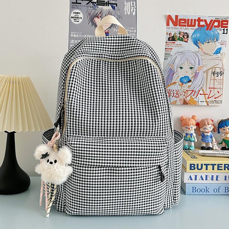 Going Out Schoolbag Female College Student Fashion Autumn And Winter Cute High-Value Plaid Back Junior High School Backpack