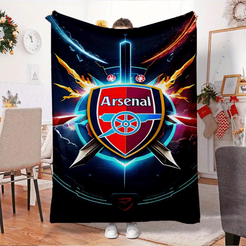 Coperta con stemma dell'Arsenal Football Club Coperta in flanella da esterno per campeggio, escursionismo, feste in giardino, essenziale per picnic, regalo per famiglia e amici