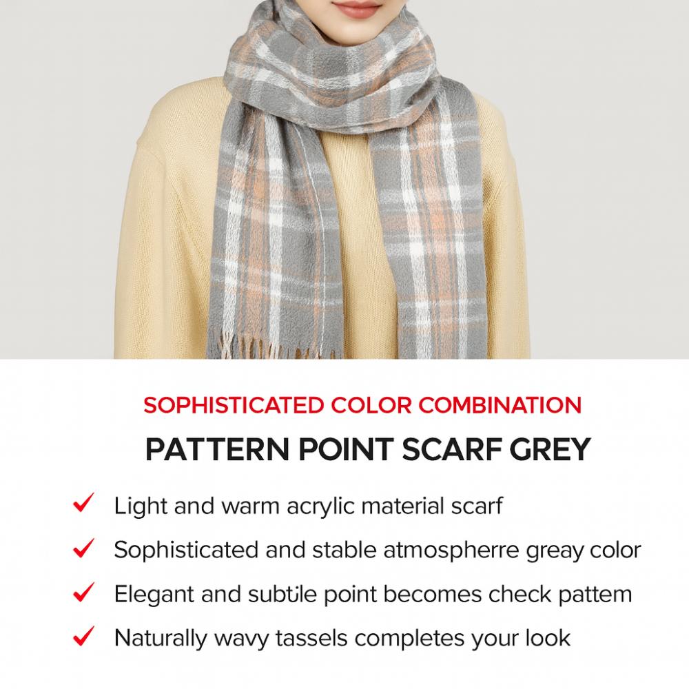 Style Grey Pattern Point Scarf – Classic Sophistication & Supreme Warmth