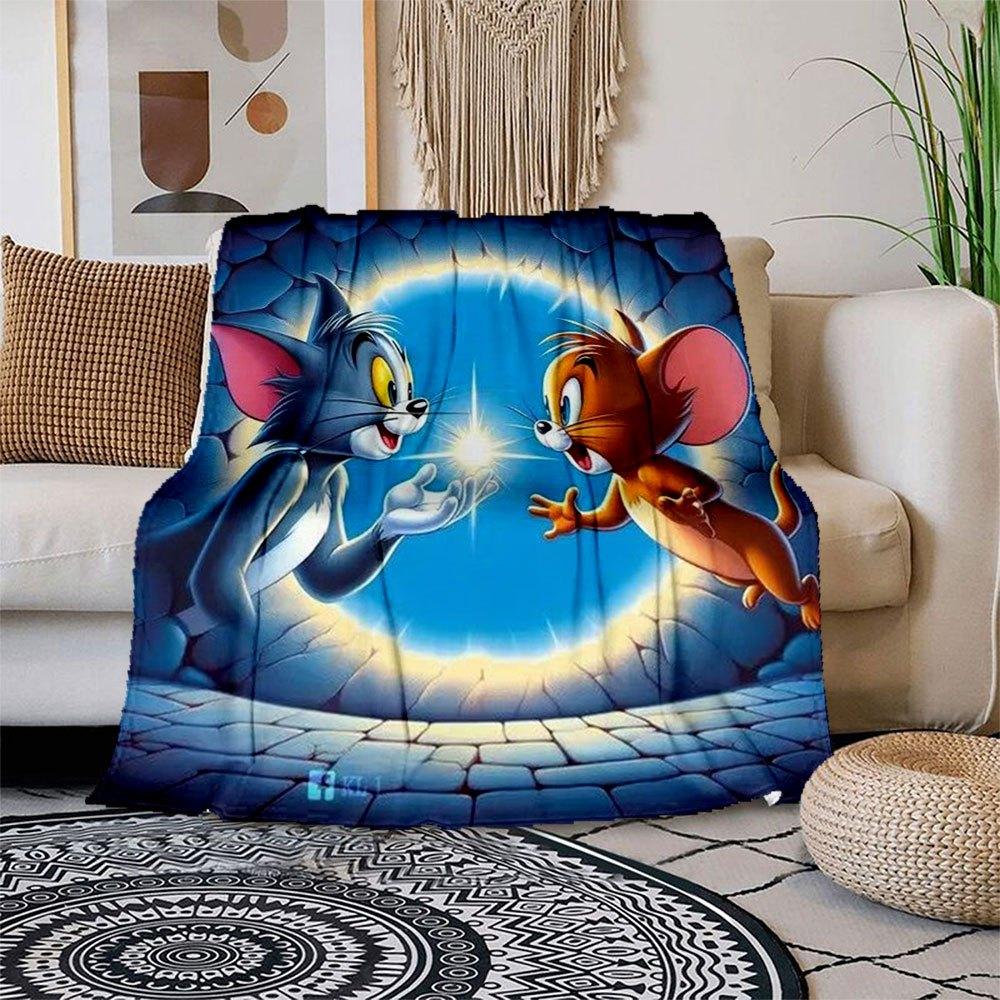 

Tom & Jerry Adventure: Classic Cartoon Poster Print Blanket Flannel Throw Blanket for Sofa, Bed, Travel, Camping, Office 100x150cm