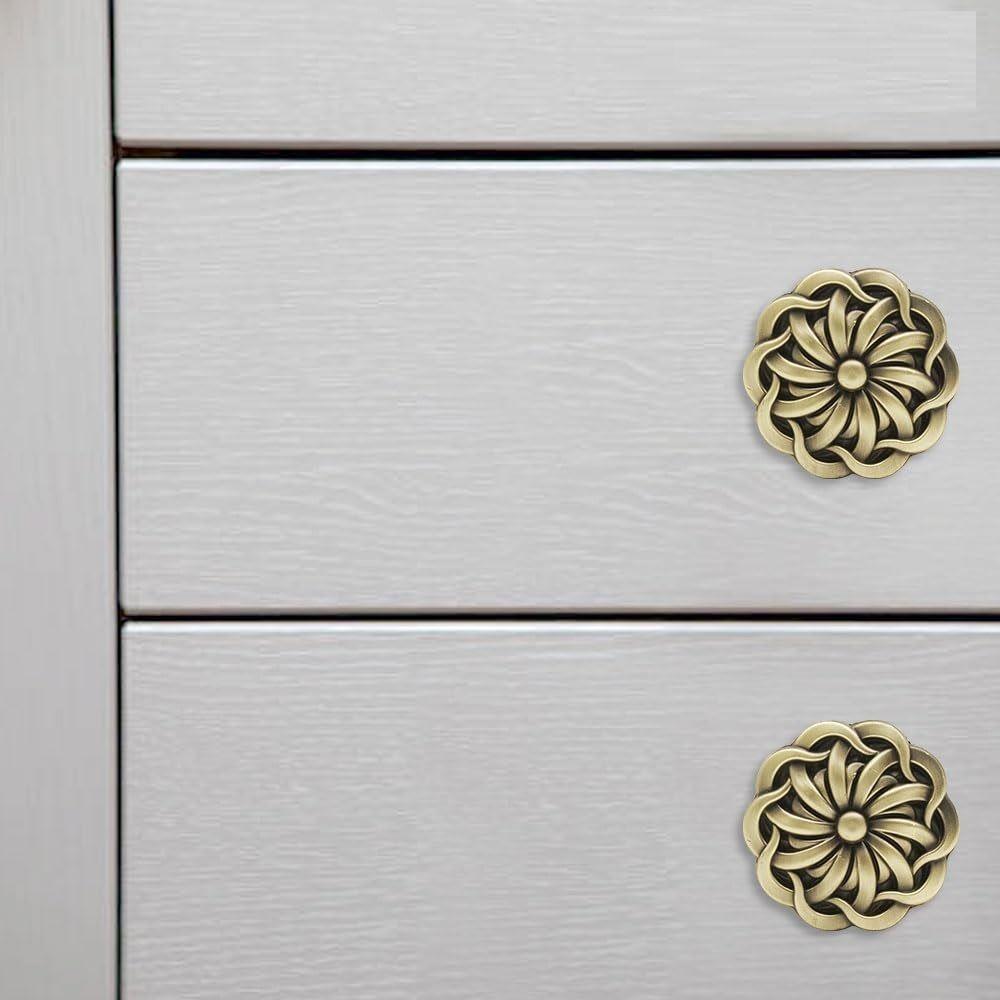 Antique Brass Cabinet Knob/Wardrobe Door Knobs/Cupboard Drawer Pull Handle/Kitchen Drawer Knob (Knob_Antique, 4 Pcs)