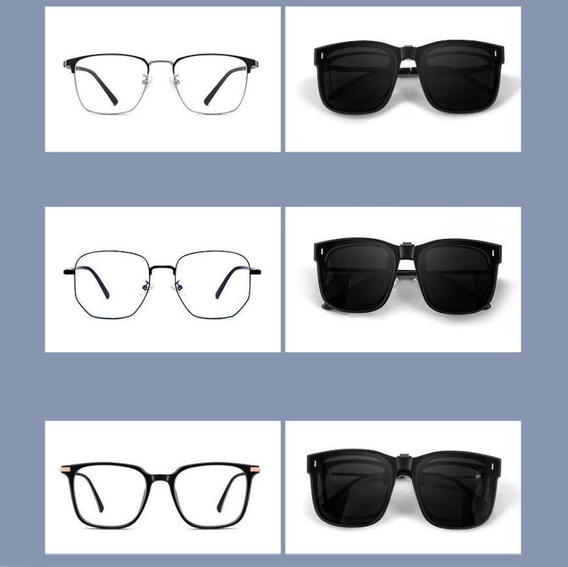 Non-polarized Foldable Clip On Sunglasses Fashion Lightweight Folding Square Sunglasses Clips