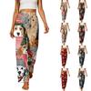 Women's Casual Elastic Waist Straight Leg Pants with Pockets