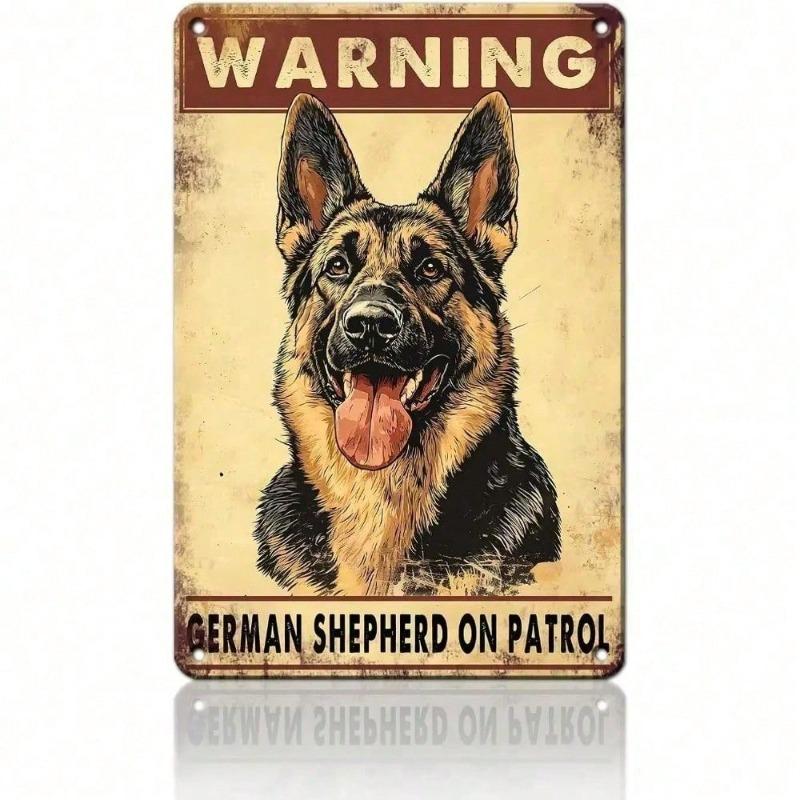 German Shepherd Metal Tin Sign 8x12 Inch Vintage Retro Funny Dog Wall Art for Home Kitchen Bar Pub Man Cave Decor Metal Poster S