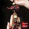 Peach Wood Gourd Car Pendant - Rearview Mirror Hanging Ornament for Safe Travel.