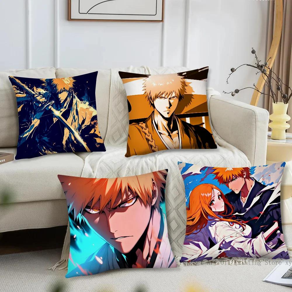 1Pc Kurosaki Ichigo Anime Bleach Pillow Case Square Pillow Bedroom Sofa Leisure Comfort Cushionliving Room Home Decoration 40X40