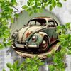 Vintage Rust Beetle 8x8 Inch Round Aluminum Sign