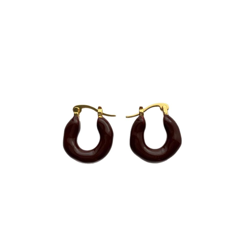Geometric Red Earrings Women'S Niche Retro Sense Trendy Niche Design Sense Premium Earrings Retro French Earrings
