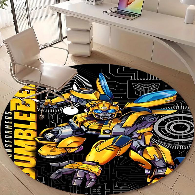 1pc Bumblebee5 Design Printed Area Round Carpet for Bedroom Living Room Home Decor Rugs Mat Non Slip Mat Rug for Bedside