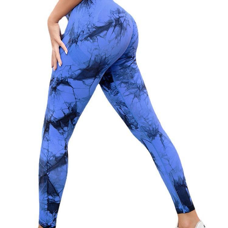 High-Waisted Tie-Dye Yoga Leggings: Quick-Dry, Seamless, Peach-Lift, Elastic Fitness Pants
