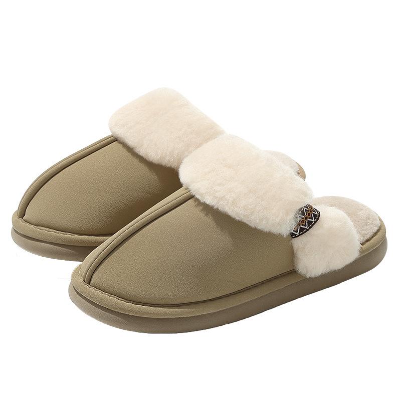 Autumn and winter cotton slippers couple indoor home household non-slip thick bottom warm stepping on shit plush
