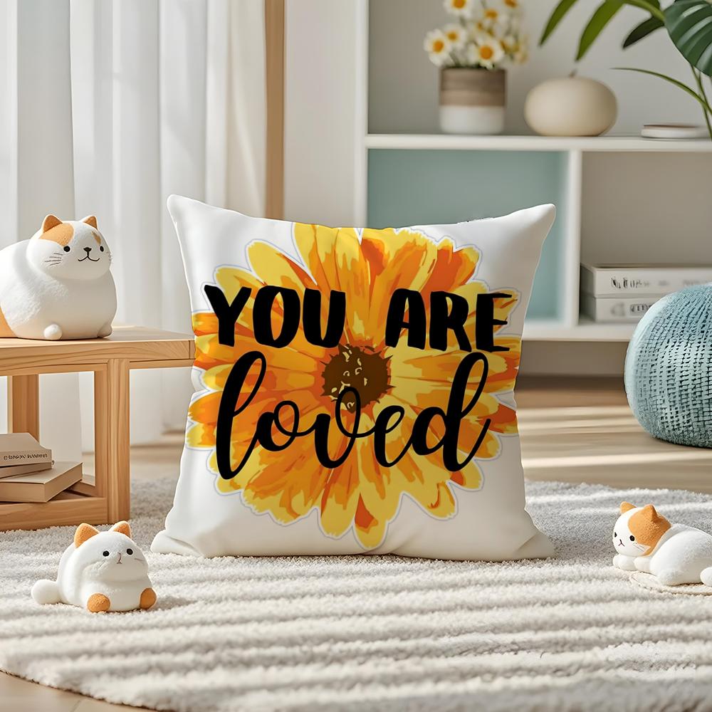 Sunflower Patterns Series Pillow Case Silky elegant Comfort Sofa Bed Invisible zipper