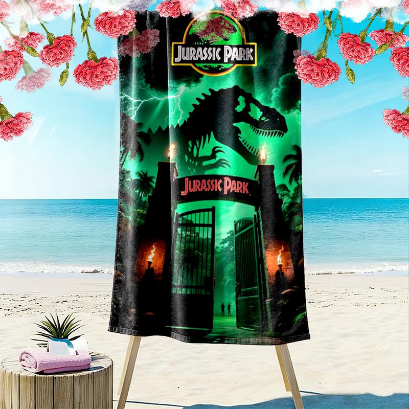 Jurassic Print Beach Towel, Large Soft Quick Dry Towel for Beach Camping Swimming