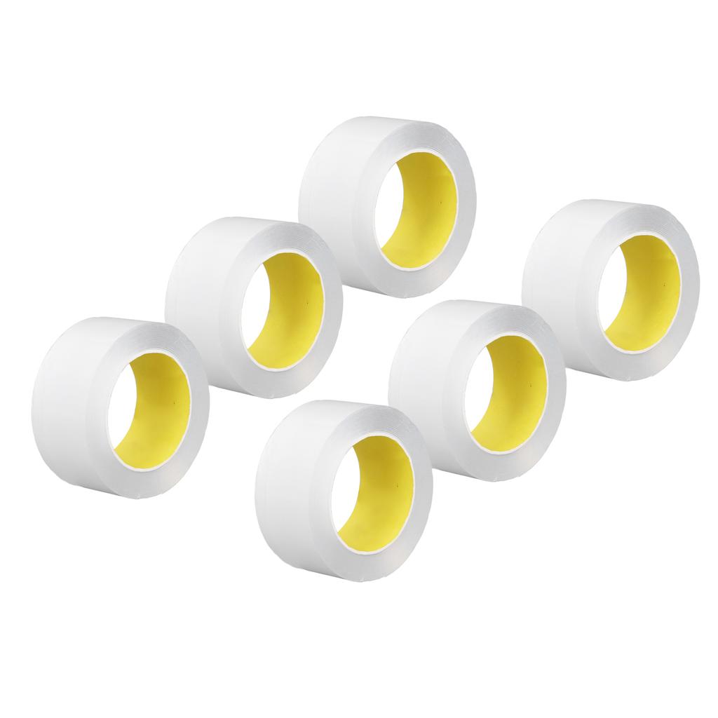 6 role de benzi dublu adezive, grosime 0,1 mm, lățime 50 mm, lungime 5 m, adeziv transparent pentru agățarea tablourilor