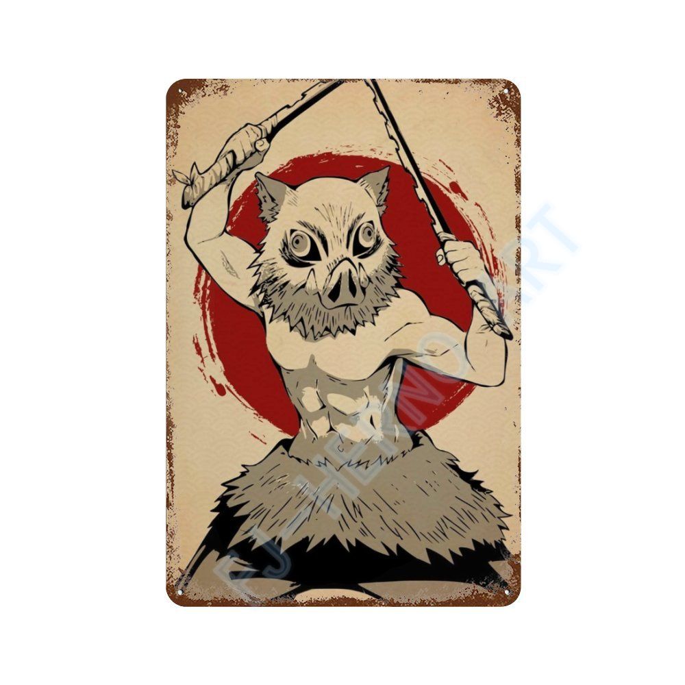 Japan Retro Anime Demon Slayer My Hero Academia Jujutsu Kaisen Metal Tin Sign Plaque Wall Art Home Kids Room Decorative Plates